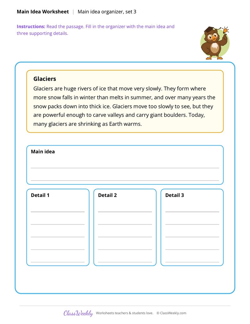 Main idea organizer, set 3