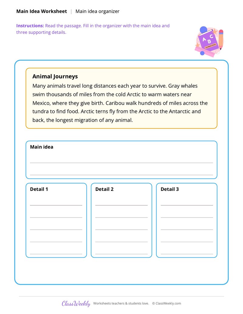 Main idea organizer