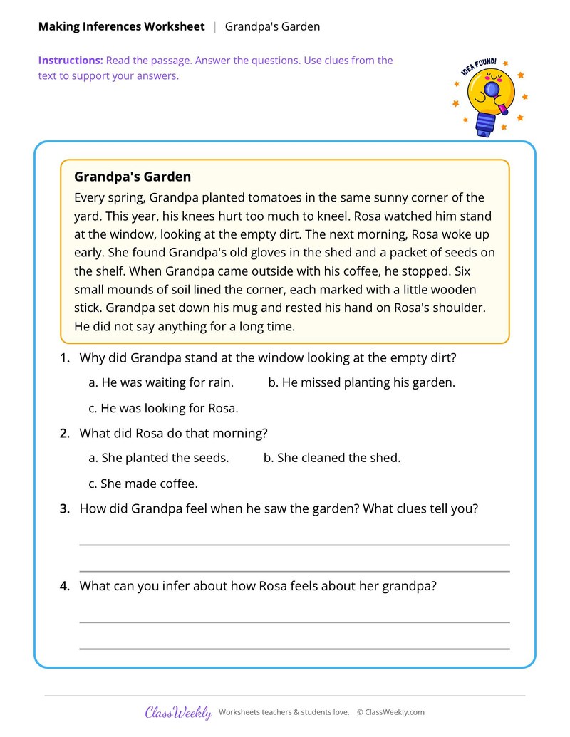 Making Inferences: Grandpa's Garden