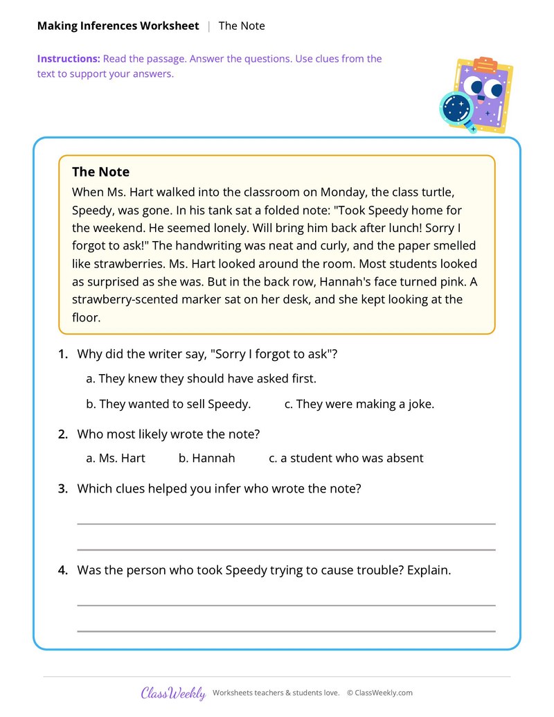 Making Inferences: The Note