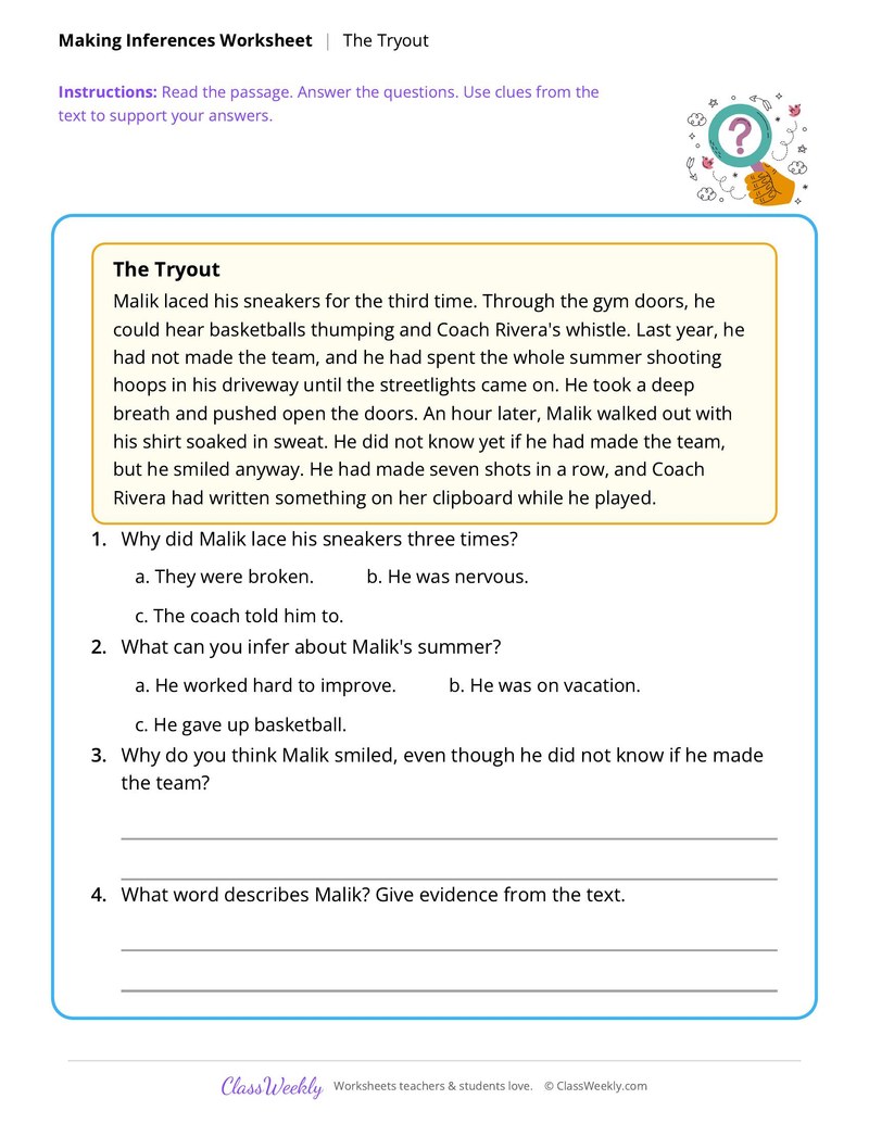 Making Inferences: The Tryout