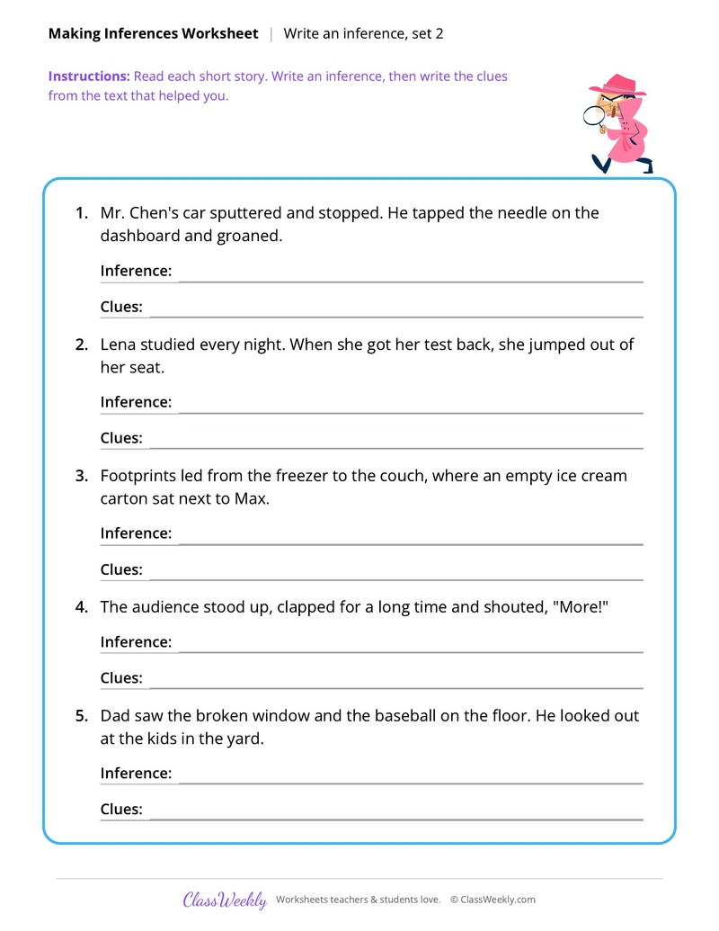 Making Inferences: Write an inference, set 2