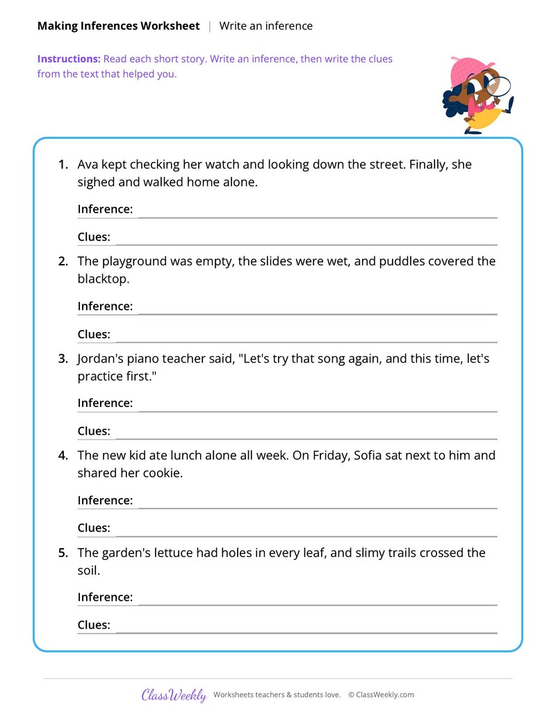 Making Inferences: Write an inference