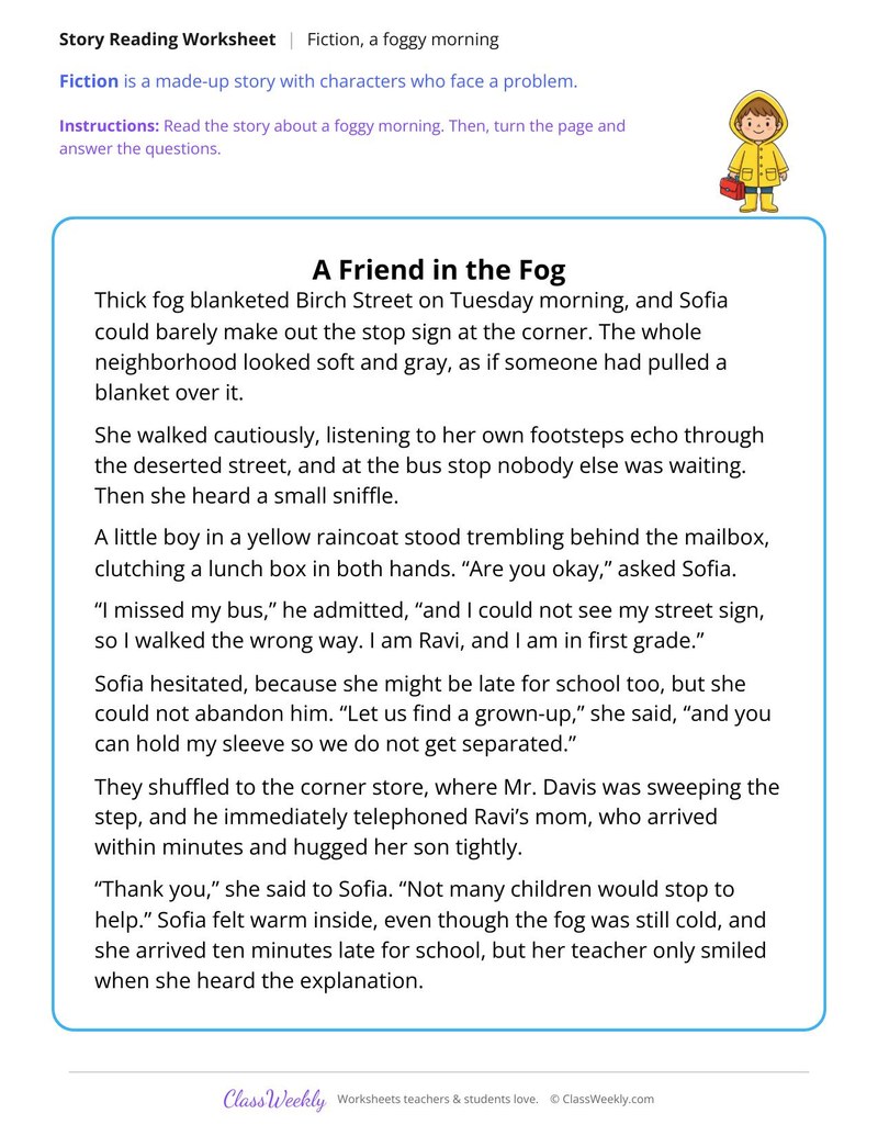A Friend in the Fog (Fiction Passage) - Page 1