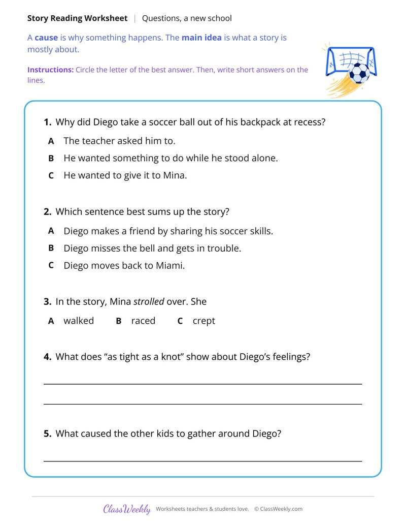 Diego's New School (Fiction Passage)