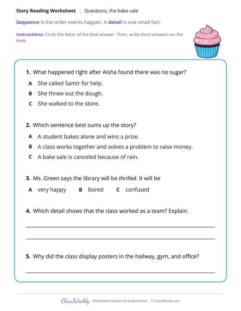 The Bake Sale Plan (Fiction Passage)