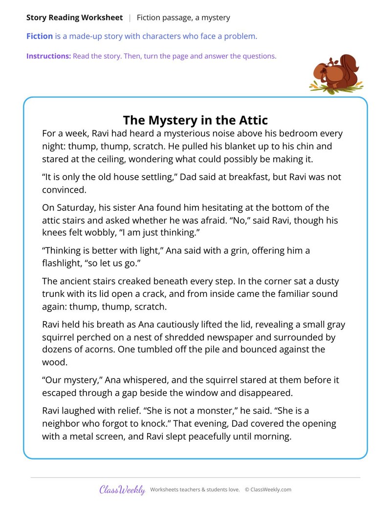 The Mystery in the Attic (Fiction Passage) - Page 1