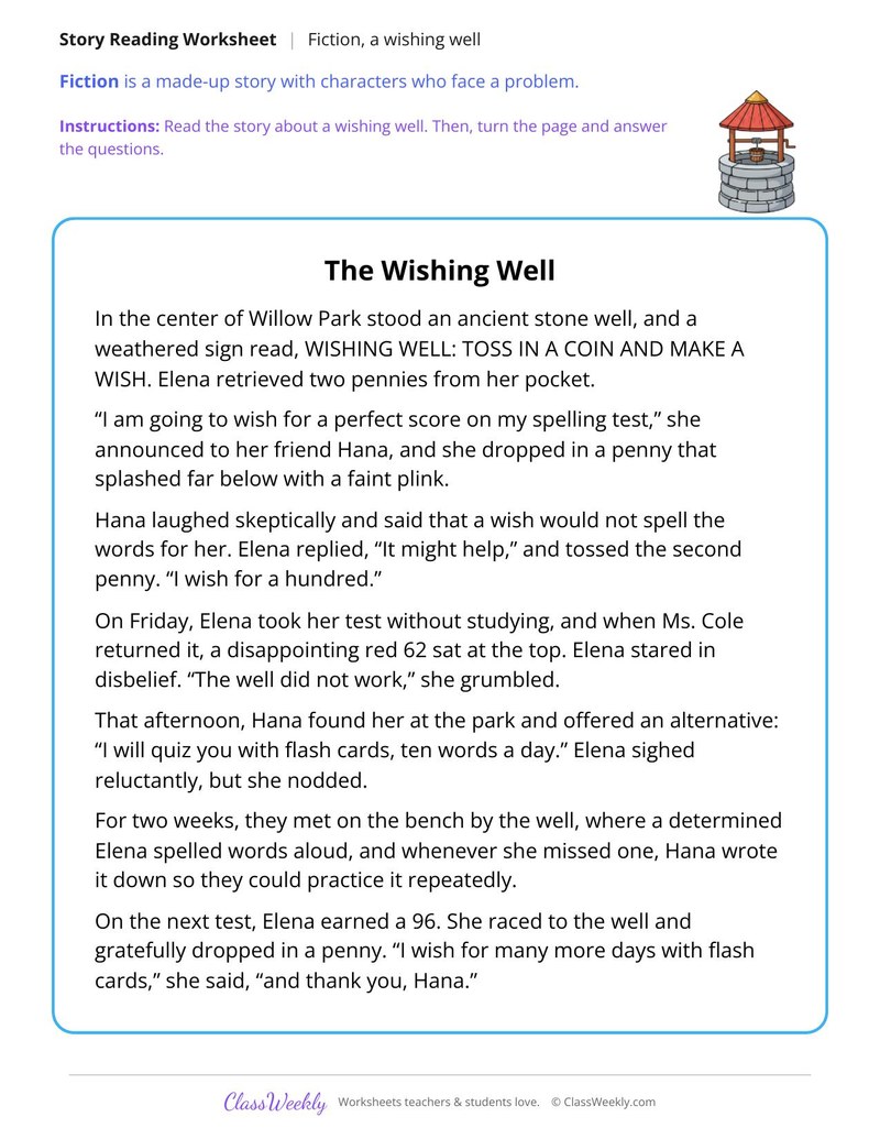 The Wishing Well (Fiction Passage) - Page 1