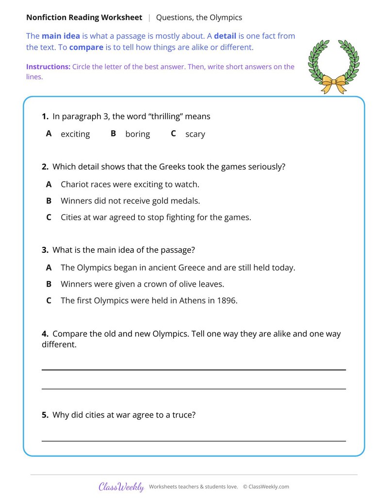 Ancient Greek Olympics (Nonfiction Passage)