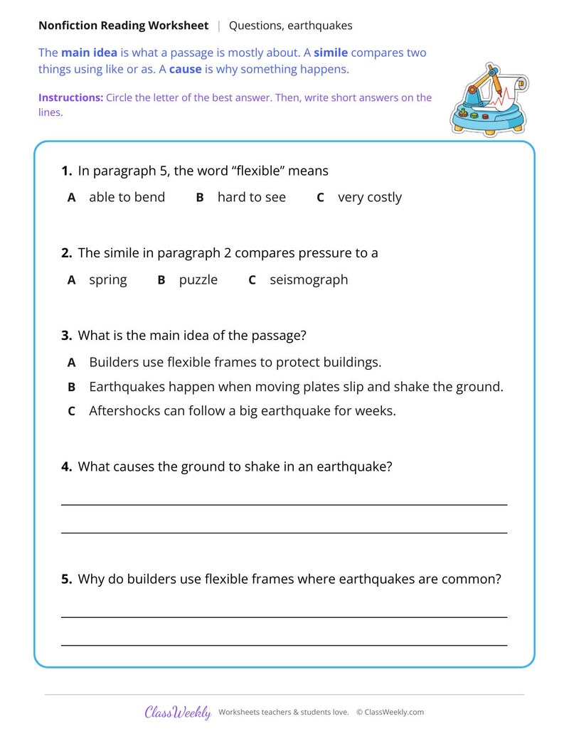 How Earthquakes Happen (Nonfiction Passage)
