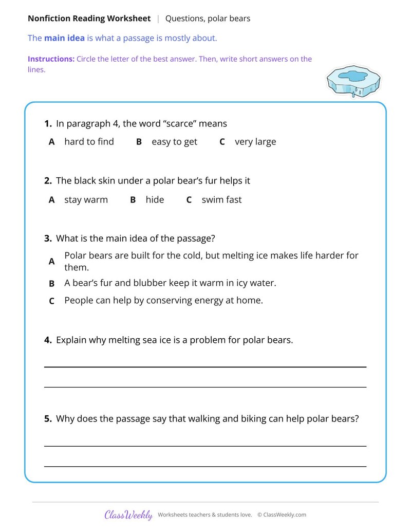 Polar Bears and Melting Ice (Nonfiction Passage)
