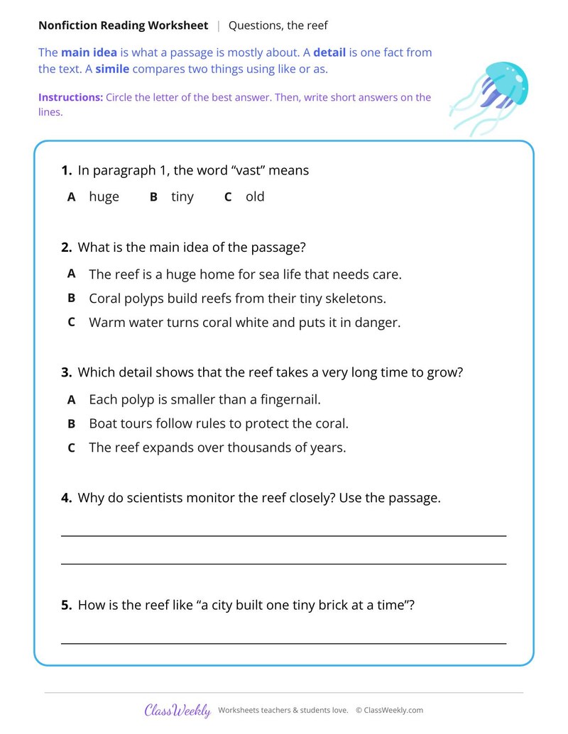 The Great Barrier Reef (Nonfiction Passage)