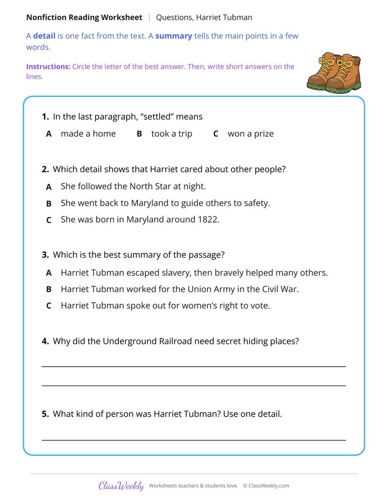 The Life of Harriet Tubman (Nonfiction Passage)