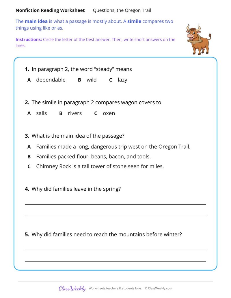 The Oregon Trail (Nonfiction Passage)