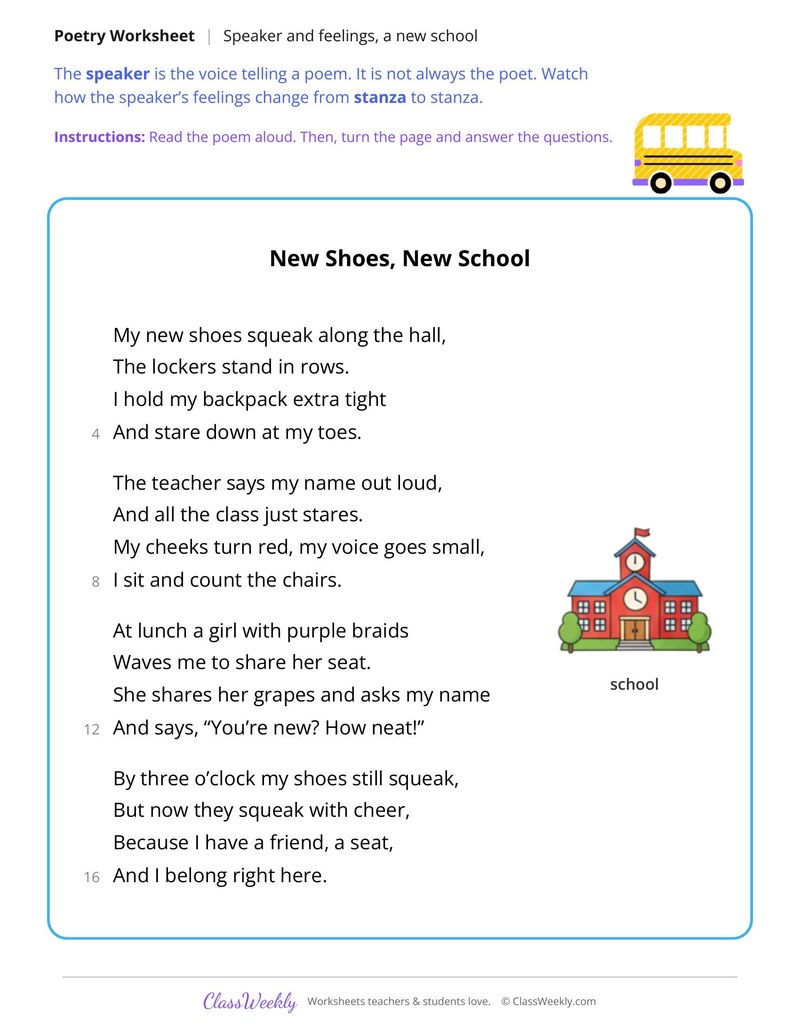 Read a Poem and Find the Speaker's Feelings - Page 1