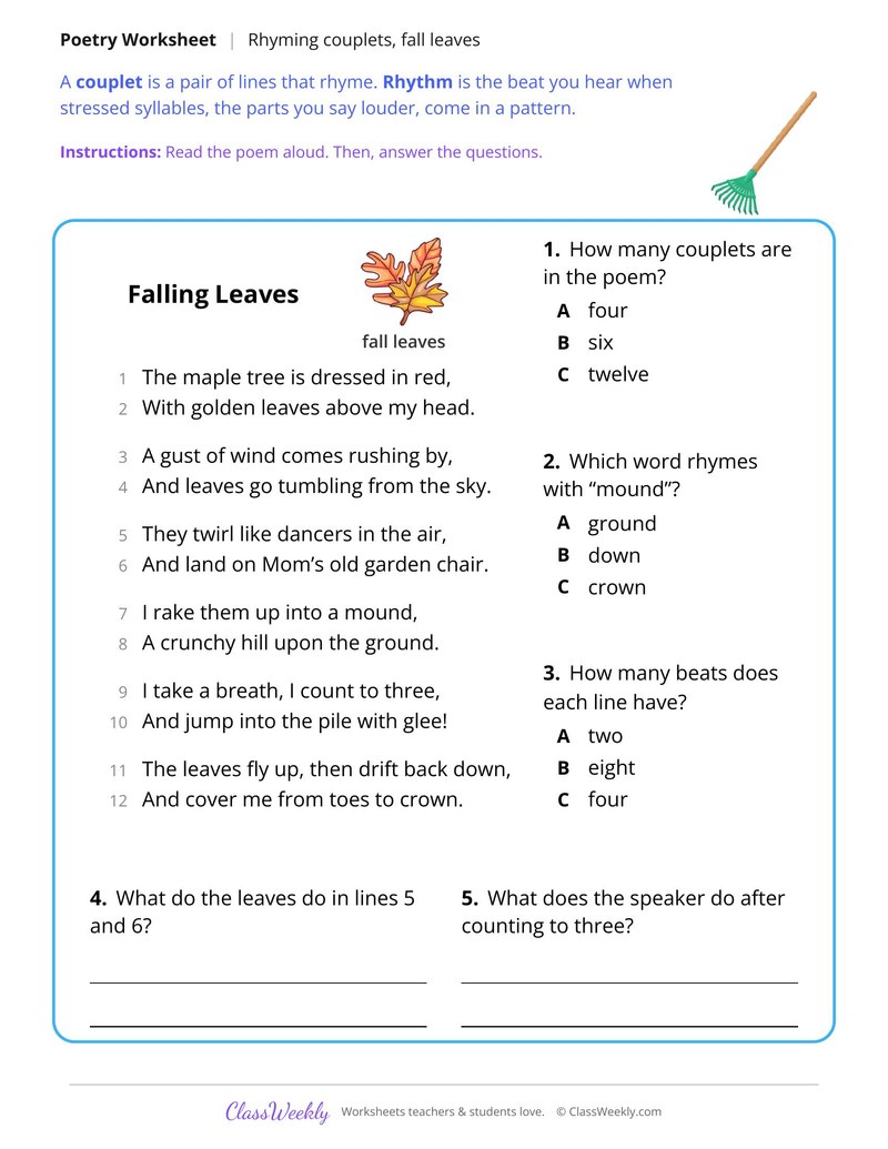Read a Poem in Couplets About Fall Leaves