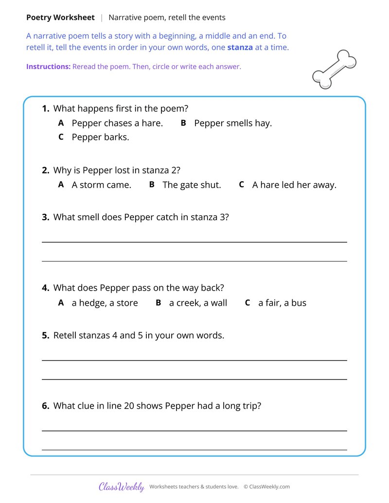 Read a Story Poem About a Lost Dog and Retell It - Page 2