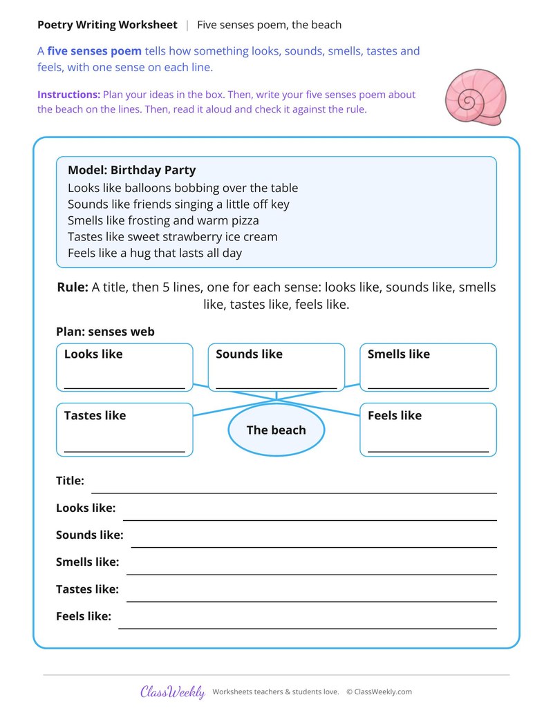 Write a Five Senses Poem About the Beach