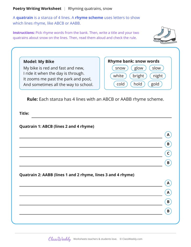 Write a Poem in Rhyming Quatrains About Snow