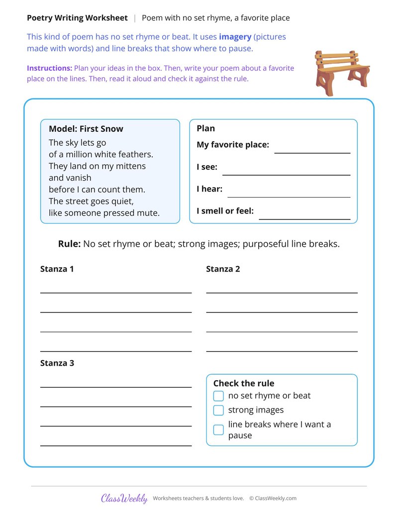 Write an Unrhymed Poem About a Favorite Place
