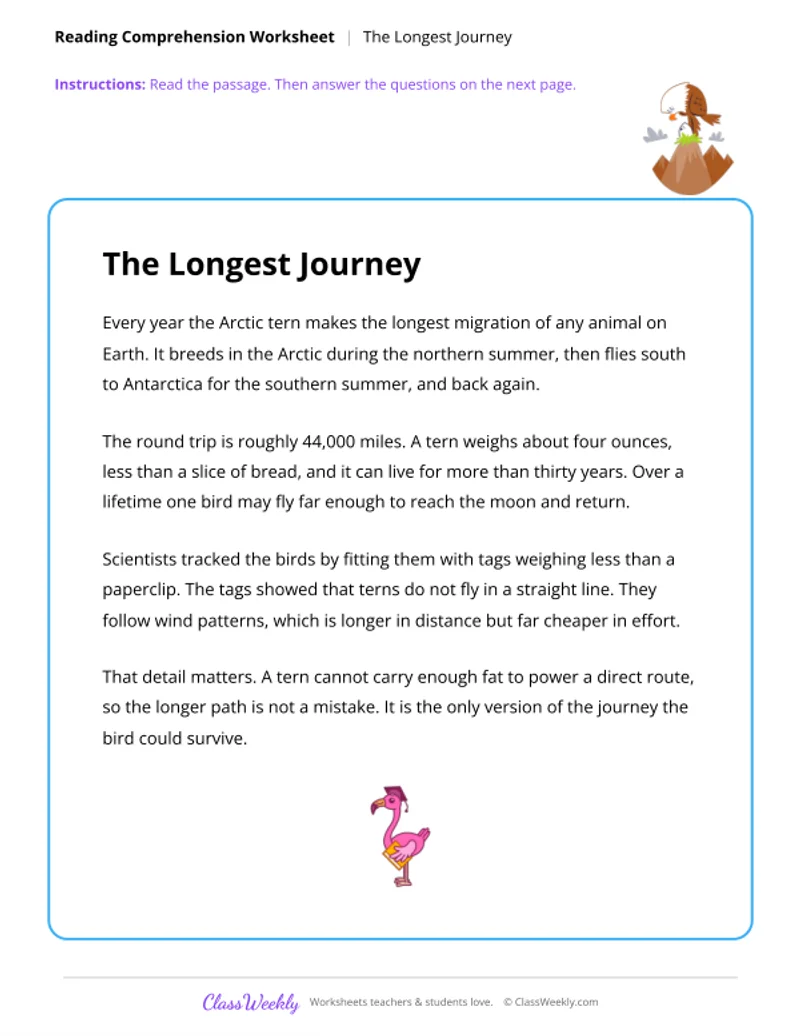Reading Comprehension - The Longest Journey - Page 1
