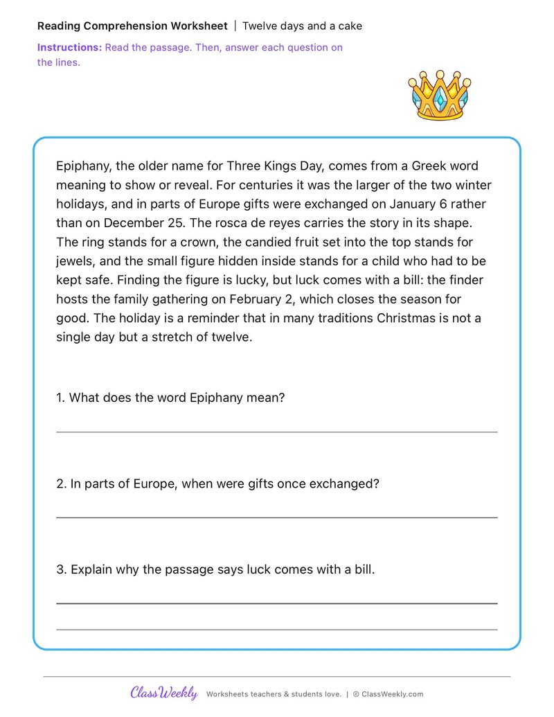 Twelve days and a cake - Three Kings Day (Epiphany)