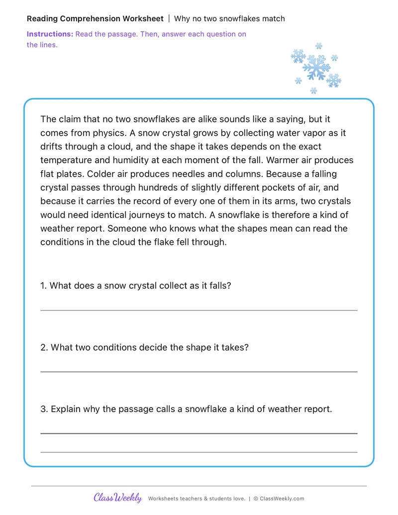 Why no two snowflakes match - Winter Science & Weather