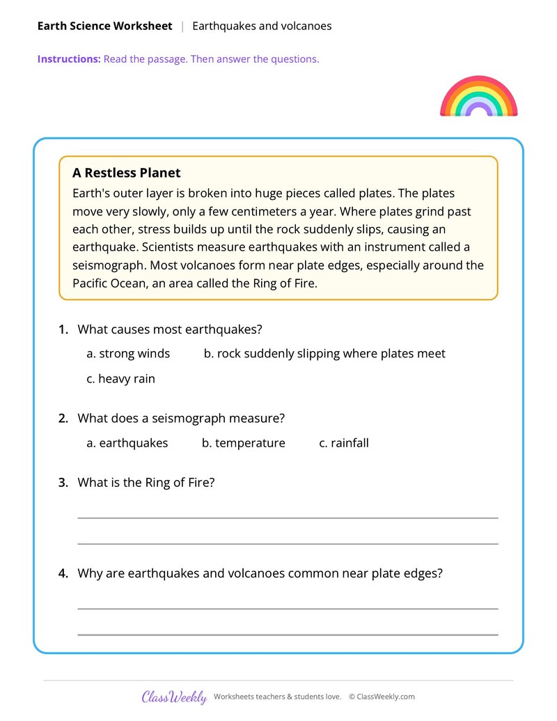 Earth Science: Earthquakes and volcanoes