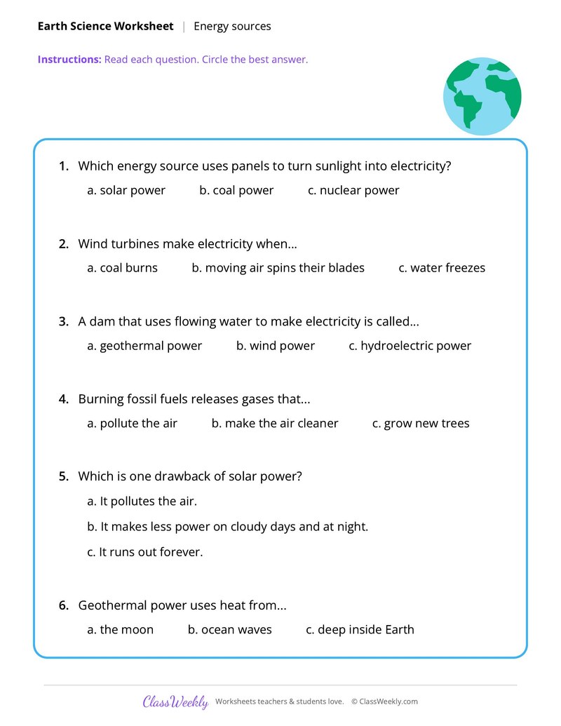 Earth Science: Energy sources