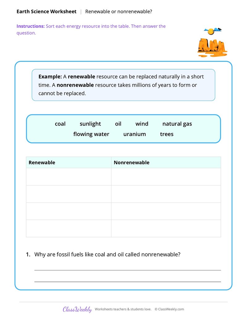 Earth Science: Renewable or nonrenewable?