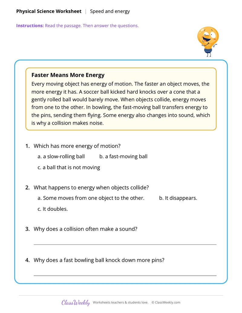 Physical Science: Speed and energy