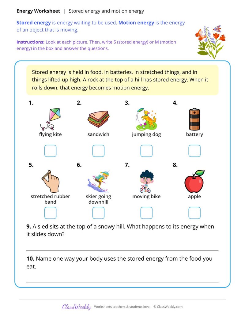 Stored Energy and Motion Energy