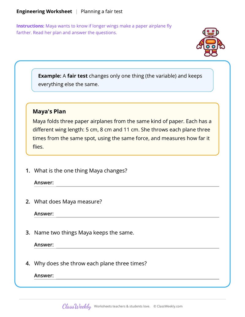 Engineering: Planning a fair test