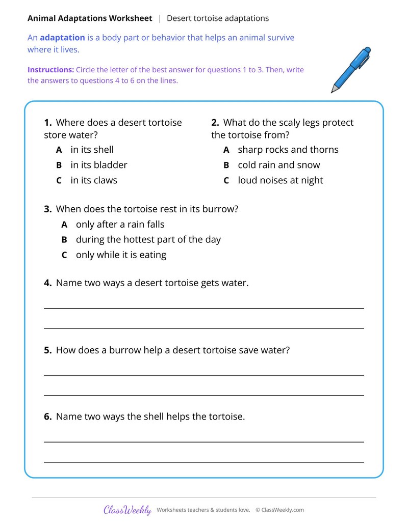How a Desert Tortoise Saves Water, Read and Answer - Page 2