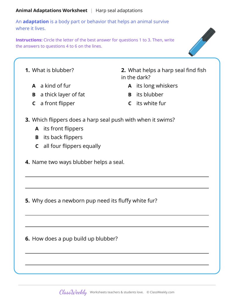 How a Harp Seal Stays Warm Under the Ice, Read and Answer - Page 2