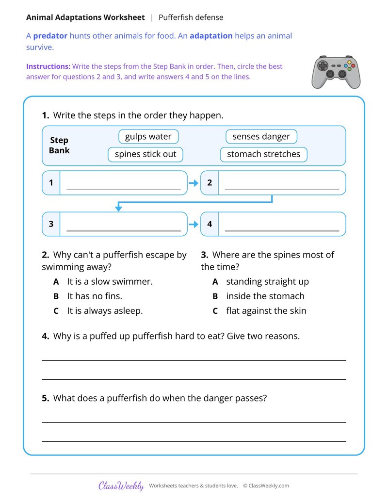 How a Pufferfish Puffs Up, Read and Answer - Page 2