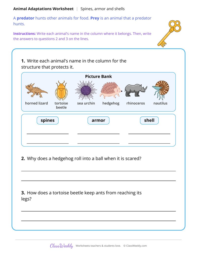 Structures That Protect Animals, Read and Sort - Page 2