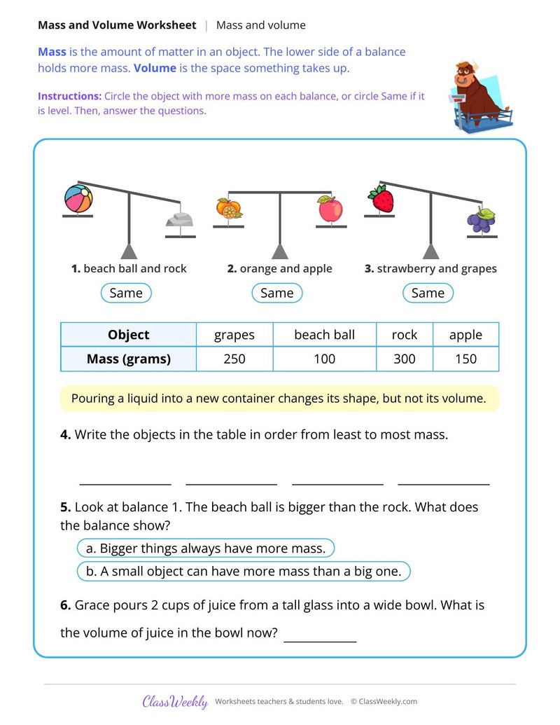 Mass and Volume
