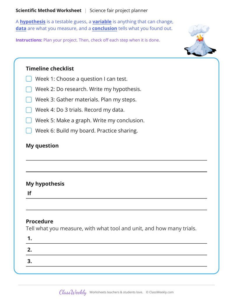 Science Fair Project Planner - Page 1