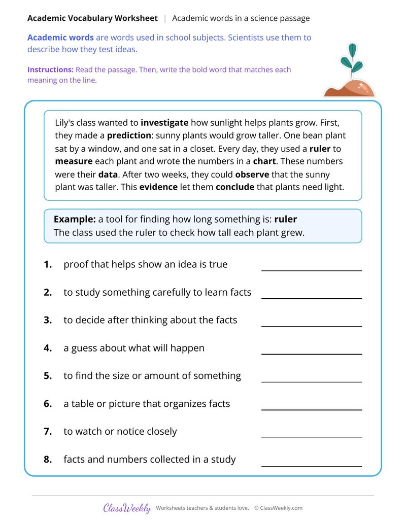 Academic Words in Science Passages