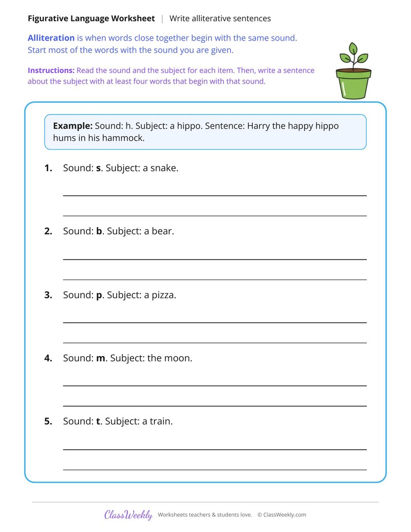Write Alliterative Sentences