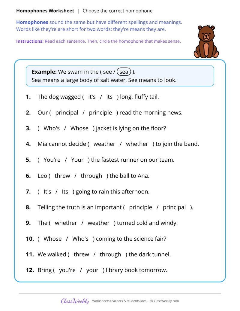Choose the Correct Homophone