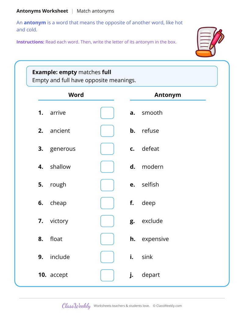 Match Antonyms