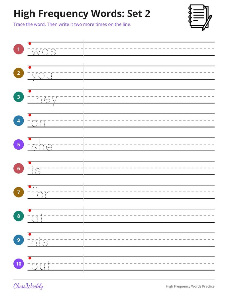 High Frequency Words Practice