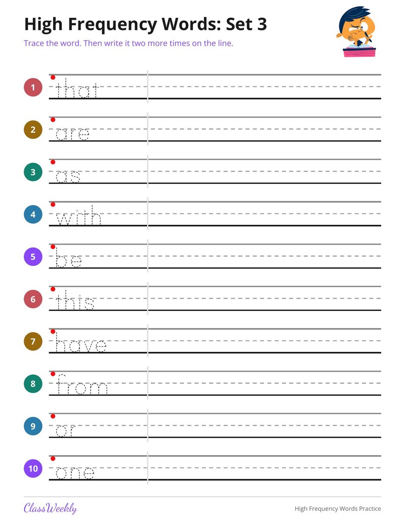 High Frequency Words Practice