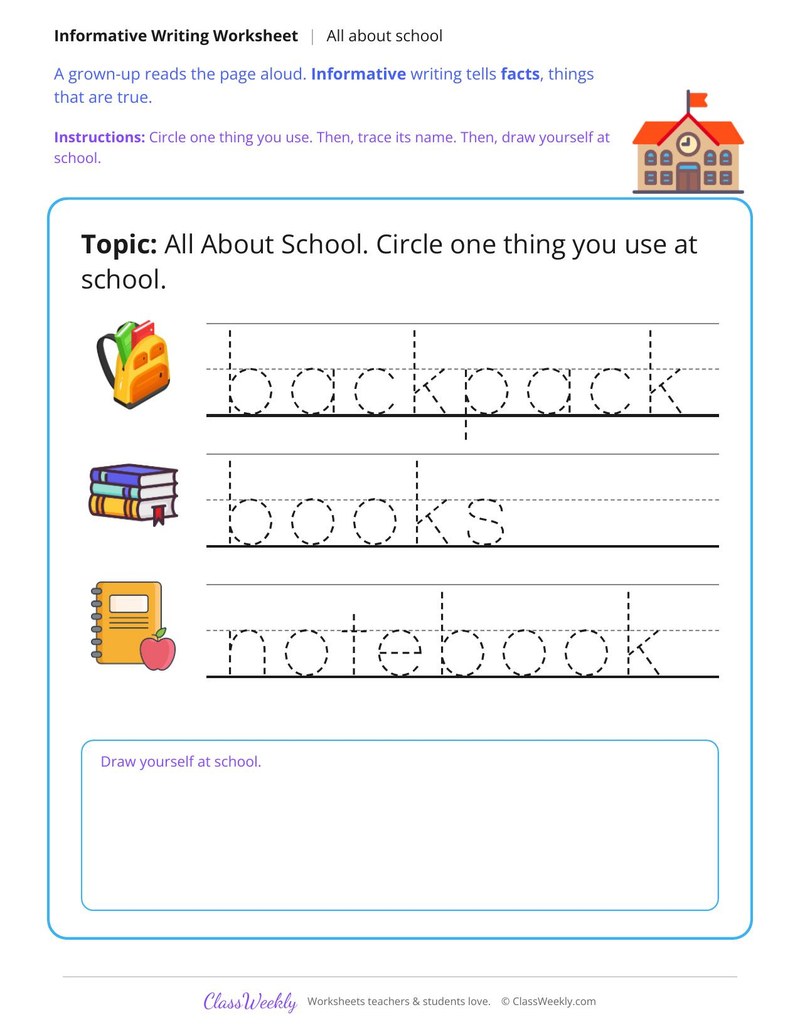 All About School Informative Writing