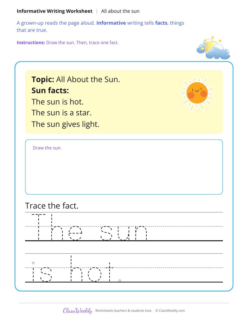 All About the Sun Informative Writing