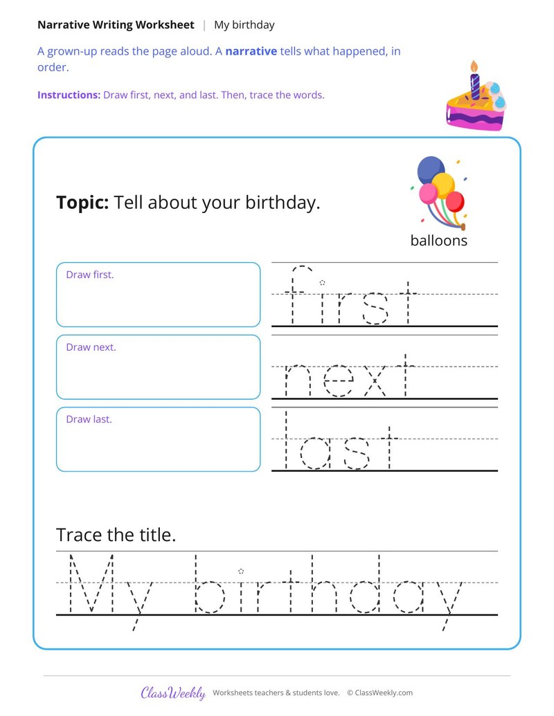 My Birthday Narrative Writing