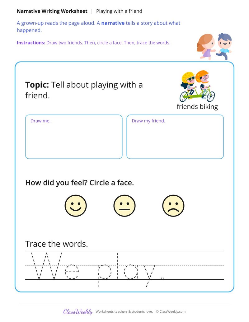 Playing with a Friend Narrative Writing