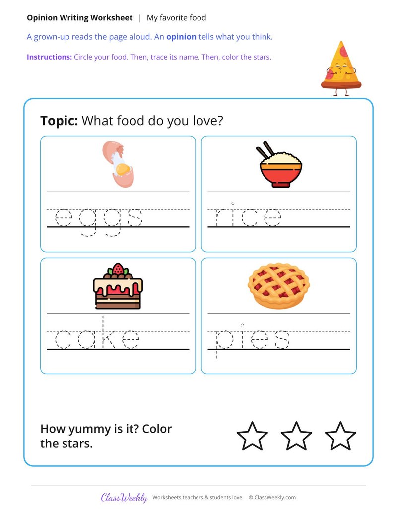 My Favorite Food Opinion Writing